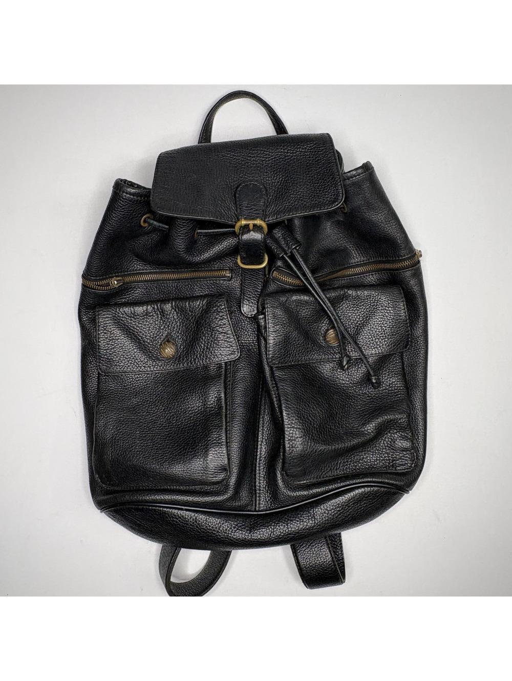 Vintage DKNY Black Leather Drawstring Rucksack Backpack